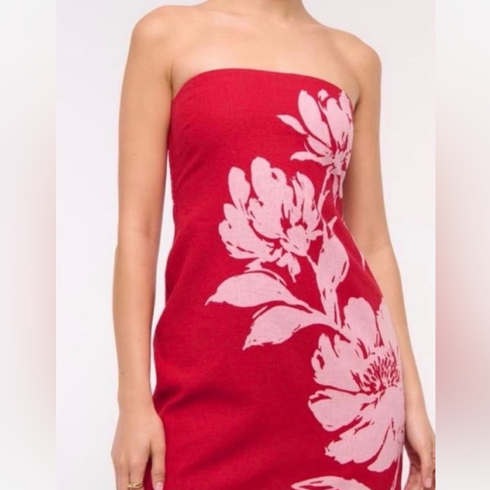Abercrombie linen blend strapless floral dress